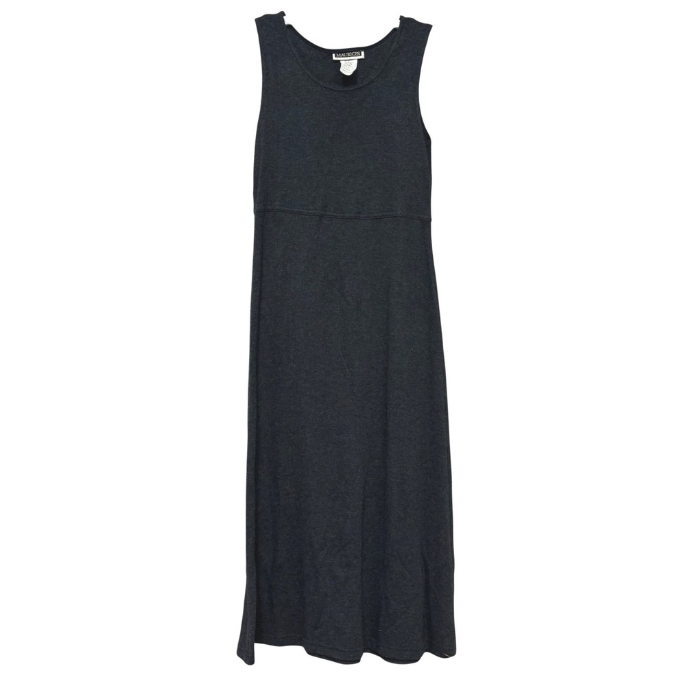 Vintage Maurices Gray Knit Sleeveless Maxi Dress 90s Made in USA Size 9/10 9838